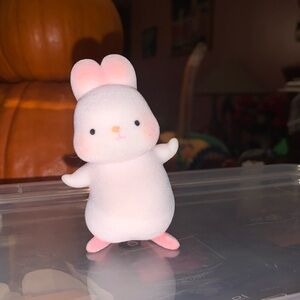 Flocked Pink Bunny Figure Collectible